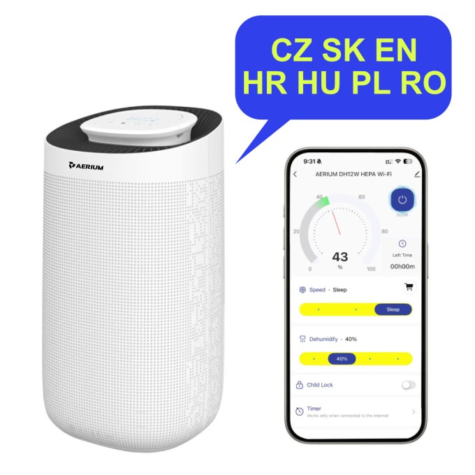 Luchtontvochtiger met luchtreiniger AERIUM DH12W HEPA Wi-Fi